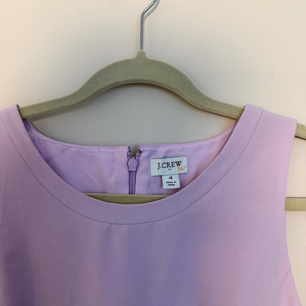 NWT J.Crew Lavender Sheath Dress Sleeveless Formal Business Cotton SZ 4 - Picture 3 of 7